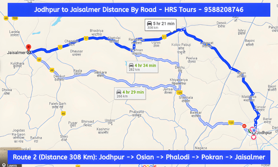 route 2 Jodhpur to Jaisalmer Distance By Road - HRS Tours - 9588208746 (1)-min