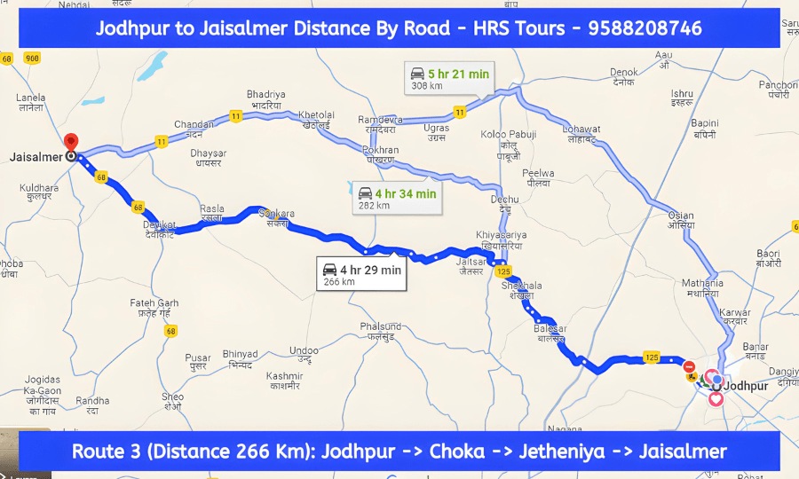 route 3 Jodhpur to Jaisalmer Distance By Road - HRS Tours - 9588208746 (1)-min