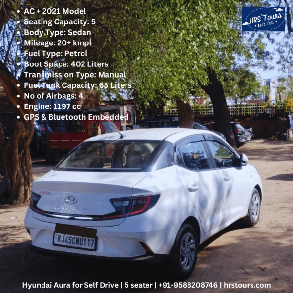 Hyundai Aura for Self Drive car in jodhpur rajasthan by hrs tours rihanshu dhawan 9588208746 (2)-min