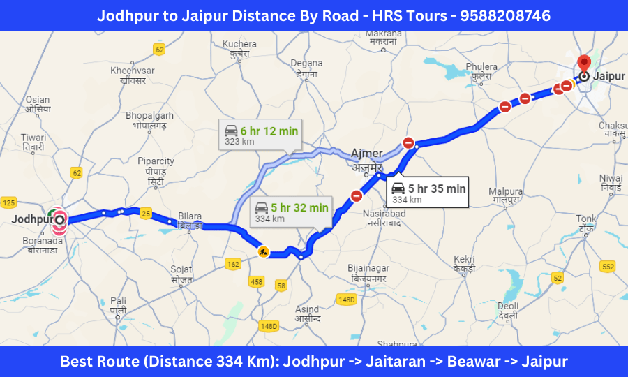 self drive car from jodhpur to jaipur trip google map best route -min