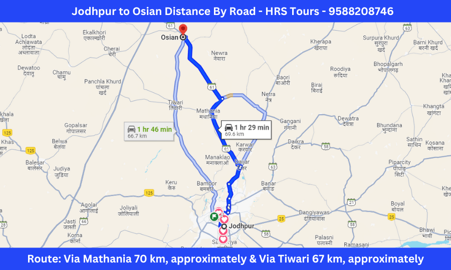 self drive car from jodhpur to osian trip google map best route -min